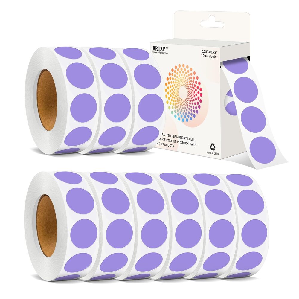 7731 3/4 Inch Round Color Coding Labels - 10 Rolls, 10000 Dots - Permanent